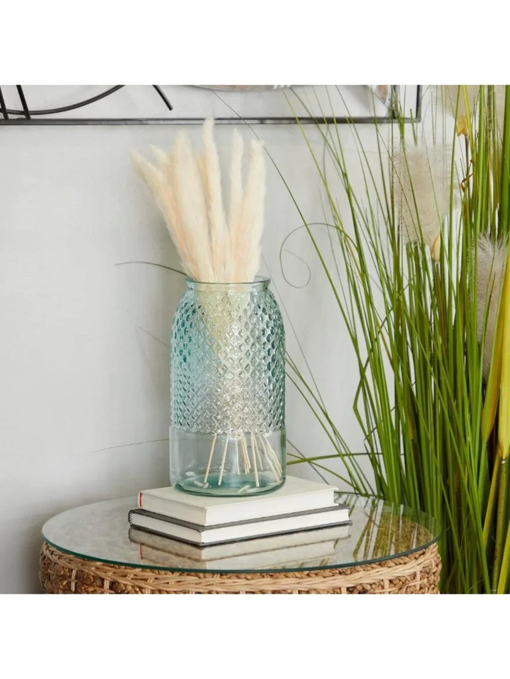 Recycled Glass Decorative Vase & Keepsake Box - Spanish Style, 6x6x11, Blue